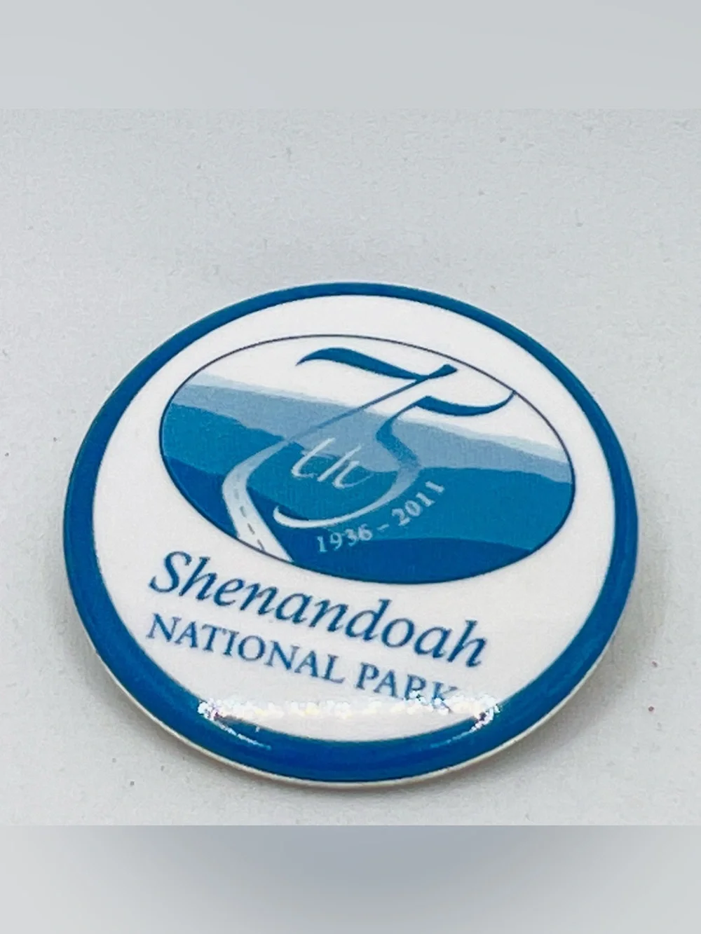 Shenandoah National Park Blue & White Enamel Pin 75th Anniversary